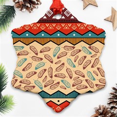 Ethnic-tribal-pattern-background Snowflake Ornament (two Sides) by Apen