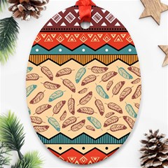 Ethnic-tribal-pattern-background Oval Ornament (two Sides) by Apen