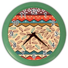 Ethnic-tribal-pattern-background Color Wall Clock by Apen