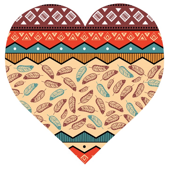 Ethnic-tribal-pattern-background Wooden Puzzle Heart