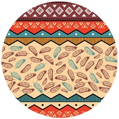 Ethnic-tribal-pattern-background Wooden Puzzle Round