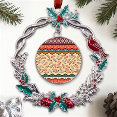 Ethnic-tribal-pattern-background Metal X mas Wreath Holly Leaf Ornament