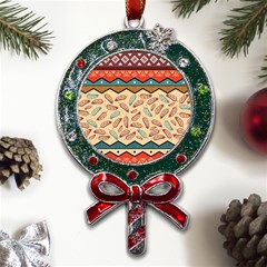 Ethnic-tribal-pattern-background Metal X mas Lollipop With Crystal Ornament by Apen