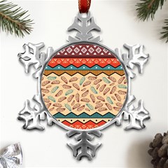 Ethnic-tribal-pattern-background Metal Small Snowflake Ornament