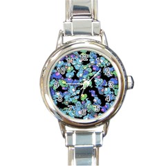 Chromatic Creatures Dance Wacky Pattern Round Italian Charm Watch by dflcprintsclothing