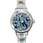 Chromatic Creatures Dance Wacky Pattern Round Italian Charm Watch Front