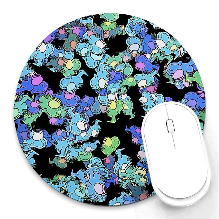 Chromatic Creatures Dance Wacky Pattern Round Mousepad