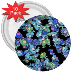 Chromatic Creatures Dance Wacky Pattern 3  Buttons (10 Pack)  by dflcprintsclothing