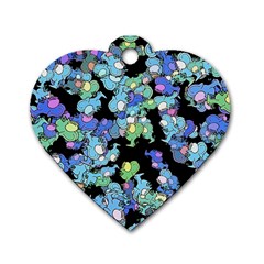 Chromatic Creatures Dance Wacky Pattern Dog Tag Heart (two Sides) by dflcprintsclothing