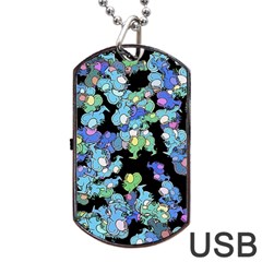 Chromatic Creatures Dance Wacky Pattern Dog Tag Usb Flash (one Side) by dflcprintsclothing