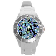 Chromatic Creatures Dance Wacky Pattern Round Plastic Sport Watch (l) by dflcprintsclothing