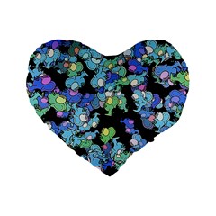 Chromatic Creatures Dance Wacky Pattern Standard 16  Premium Flano Heart Shape Cushions