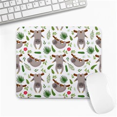 Seamless Pattern With Cute Sloths Large Mousepad by Ndabl3x