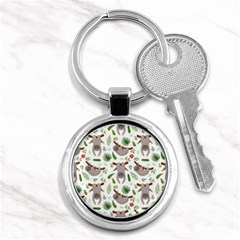 Seamless Pattern With Cute Sloths Key Chain (round) by Ndabl3x