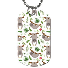 Seamless Pattern With Cute Sloths Dog Tag (two Sides) by Ndabl3x