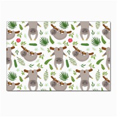 Seamless Pattern With Cute Sloths Postcard 4 x 6  (pkg Of 10) by Ndabl3x