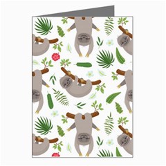 Seamless Pattern With Cute Sloths Greeting Card by Ndabl3x