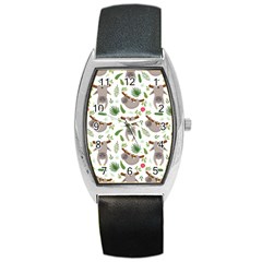 Seamless Pattern With Cute Sloths Barrel Style Metal Watch by Ndabl3x