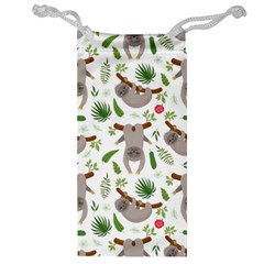 Seamless Pattern With Cute Sloths Jewelry Bag by Ndabl3x