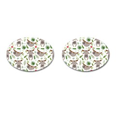 Seamless Pattern With Cute Sloths Cufflinks (oval) by Ndabl3x