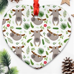 Seamless Pattern With Cute Sloths Heart Ornament (two Sides) by Ndabl3x