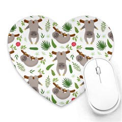 Seamless Pattern With Cute Sloths Heart Mousepad by Ndabl3x