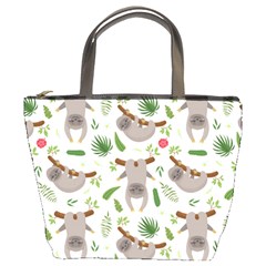 Seamless Pattern With Cute Sloths Bucket Bag by Ndabl3x