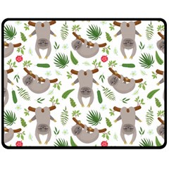 Seamless Pattern With Cute Sloths Fleece Blanket (medium) by Ndabl3x