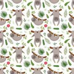 Seamless Pattern With Cute Sloths Play Mat (square) by Ndabl3x