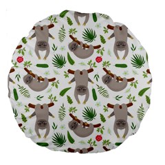 Seamless Pattern With Cute Sloths Large 18  Premium Round Cushions by Ndabl3x