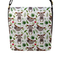 Seamless Pattern With Cute Sloths Flap Closure Messenger Bag (l) by Ndabl3x