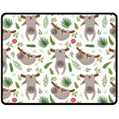 Seamless Pattern With Cute Sloths Two Sides Fleece Blanket (medium) by Ndabl3x