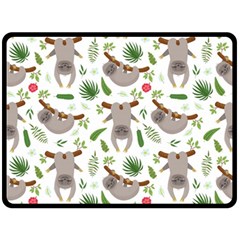 Seamless Pattern With Cute Sloths Two Sides Fleece Blanket (large) by Ndabl3x