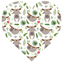 Seamless Pattern With Cute Sloths Wooden Puzzle Heart by Ndabl3x