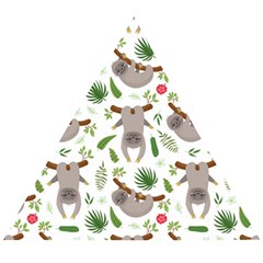 Seamless Pattern With Cute Sloths Wooden Puzzle Triangle by Ndabl3x