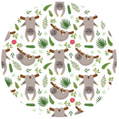 Seamless Pattern With Cute Sloths Wooden Bottle Opener (round) by Ndabl3x