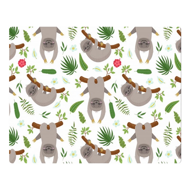 Seamless Pattern With Cute Sloths Premium Plush Fleece Blanket (Large)