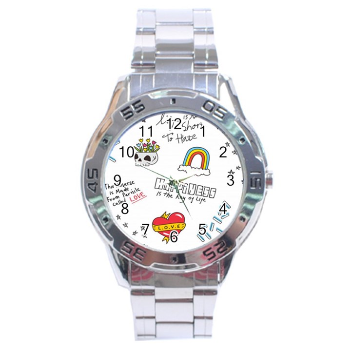 Abstract Fashion Background Suitable Fabric Printing Stainless Steel Analogue Watch