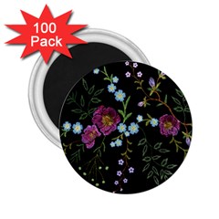 Embroidery Trend Floral Pattern Small Branches Herb Rose 2 25  Magnets (100 Pack)  by Ndabl3x