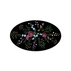 Embroidery Trend Floral Pattern Small Branches Herb Rose Sticker Oval (100 Pack) by Ndabl3x