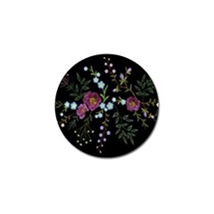 Embroidery Trend Floral Pattern Small Branches Herb Rose Golf Ball Marker (4 Pack) by Ndabl3x