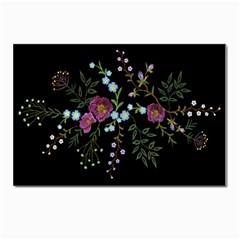 Embroidery Trend Floral Pattern Small Branches Herb Rose Postcard 4 x 6  (pkg Of 10) by Ndabl3x