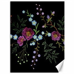 Embroidery Trend Floral Pattern Small Branches Herb Rose Canvas 36  X 48  by Ndabl3x