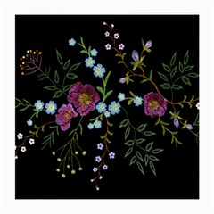 Embroidery Trend Floral Pattern Small Branches Herb Rose Medium Glasses Cloth (2 Sides) by Ndabl3x