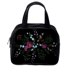 Embroidery Trend Floral Pattern Small Branches Herb Rose Classic Handbag (one Side) by Ndabl3x