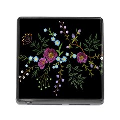 Embroidery Trend Floral Pattern Small Branches Herb Rose Memory Card Reader (square 5 Slot) by Ndabl3x