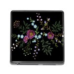 Embroidery Trend Floral Pattern Small Branches Herb Rose Memory Card Reader (Square 5 Slot) Front