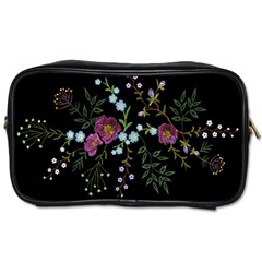 Embroidery Trend Floral Pattern Small Branches Herb Rose Toiletries Bag (one Side) by Ndabl3x