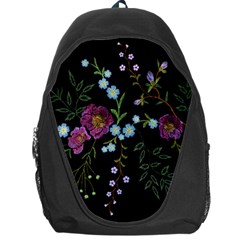 Embroidery Trend Floral Pattern Small Branches Herb Rose Backpack Bag by Ndabl3x