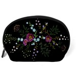 Embroidery Trend Floral Pattern Small Branches Herb Rose Accessory Pouch (Large) Back